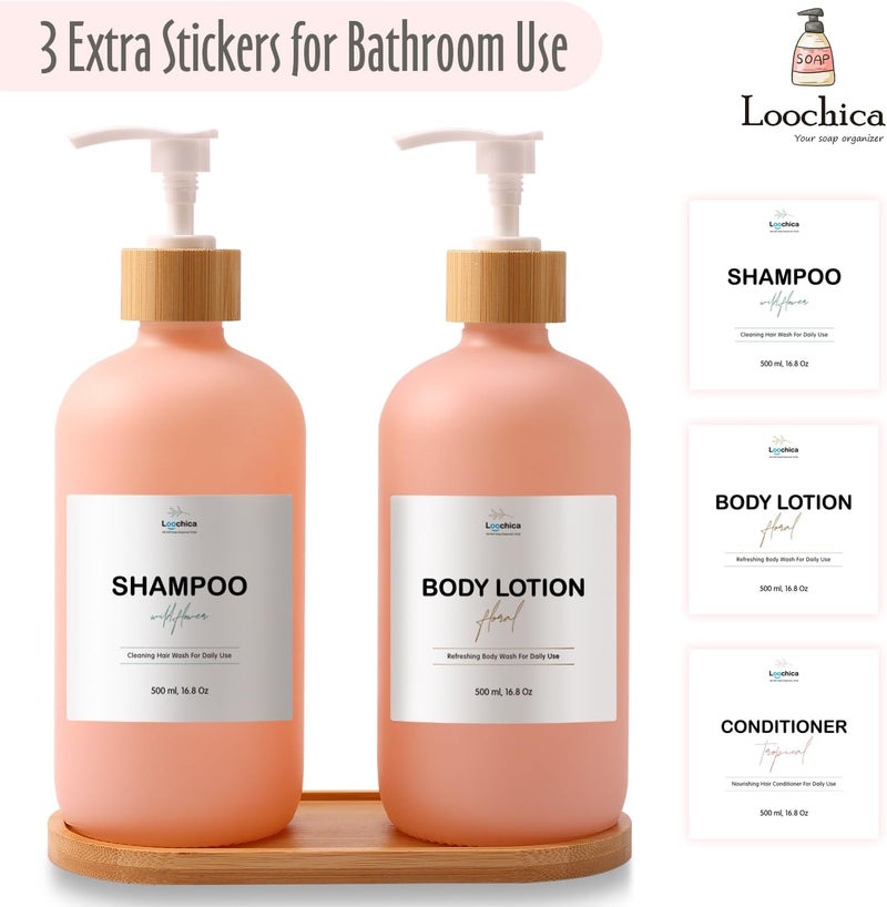 Loochica 2 Pack Blush Pink Glass Soap Dispenser Set with Tray, Hand and Dish Glass Soap Dispensers for Kitchen Sink, Kitchen Soap Dispenser Set Suitable for Kitchen Decor - Image 5